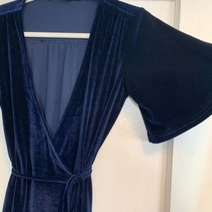 Navy velvet robe dress